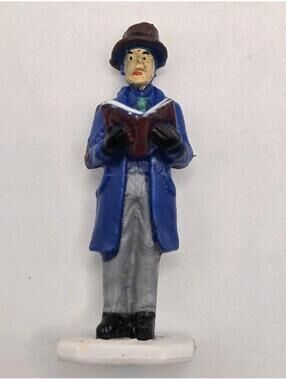 Lemax Victorian Man Blue Coat Harmony Carolers Christmas Village Figurine